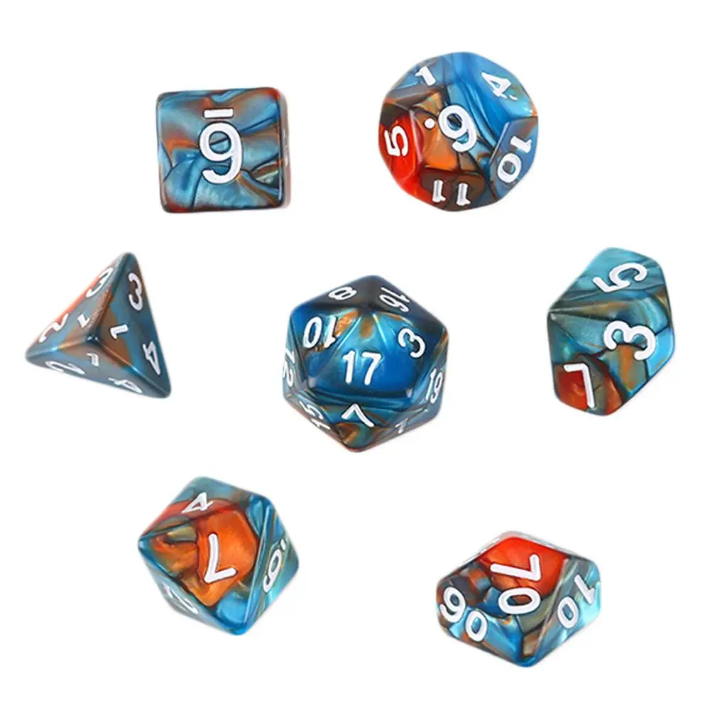 7 шт. многогранные Двухцветные Акриловые игральные кости для TRPG DND аксессуары