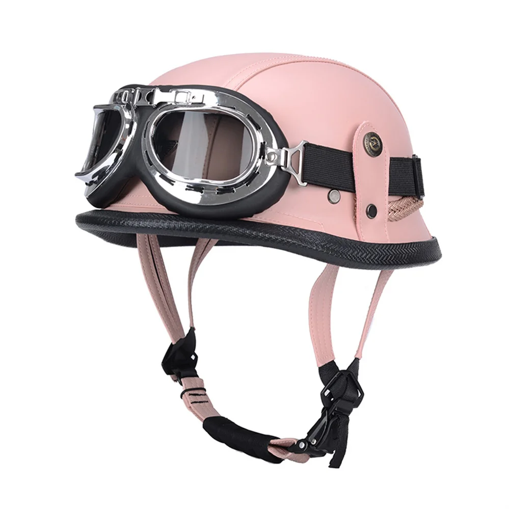 Винтажный немецкий мотоциклетный полулицевой шлем из искусственной кожи Ретро