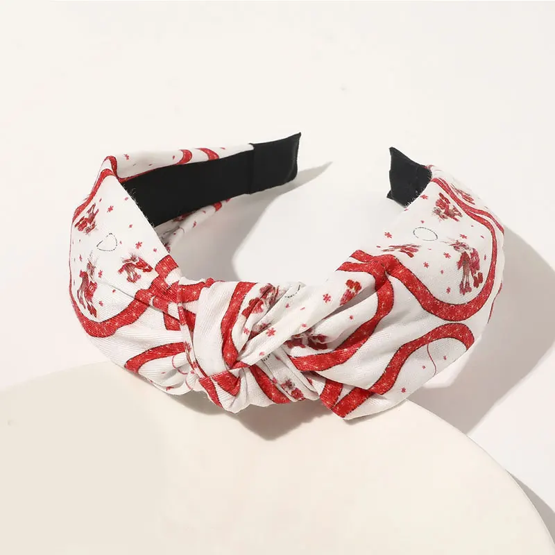 Ободок для волос с принтом Санта лосей и перехлёстом широкий ободок волос| |