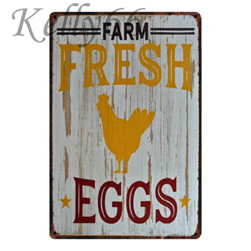 

[ Kelly66 ] Fresh EGGS Retro Metal Sign Tin Poster Home Decor Bar Wall Art Painting 20*30 CM Size y-1436