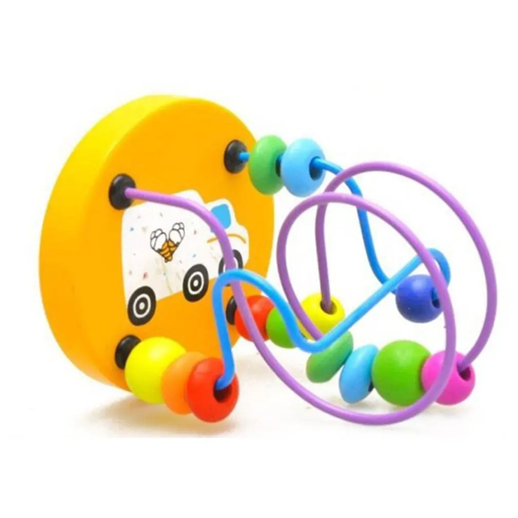 

Baby Kisd Wooden Puzzle Toy Mini Around Beads Colorful Wire Maze Roller Coaster Educational Mathematics Toy Kid Gifts