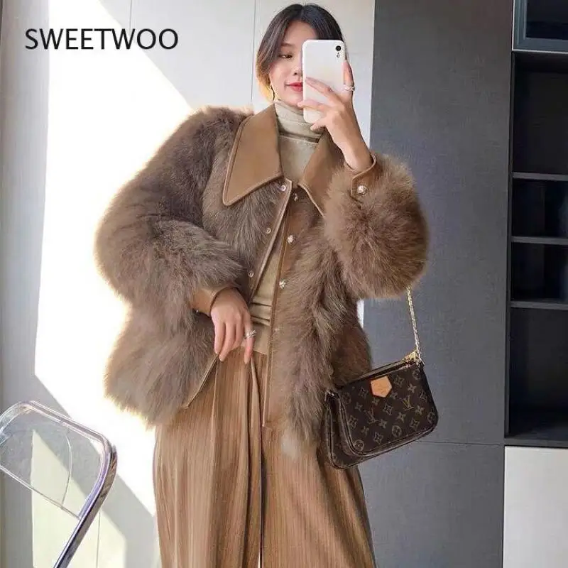 Women Winter Fake Fox Fur Jacket Warm Faux Fur Coat Abrigo Invierno Mujer Coats Female Casaco Pelucia Feminino 2022