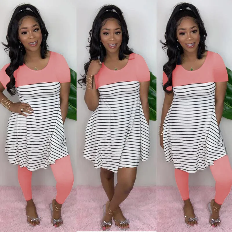 Casual Women Shirt Set Loose Stripe Long Crop Top + Pants Tracksuit Sportwear With Pocket Summer Clothes For Solid |