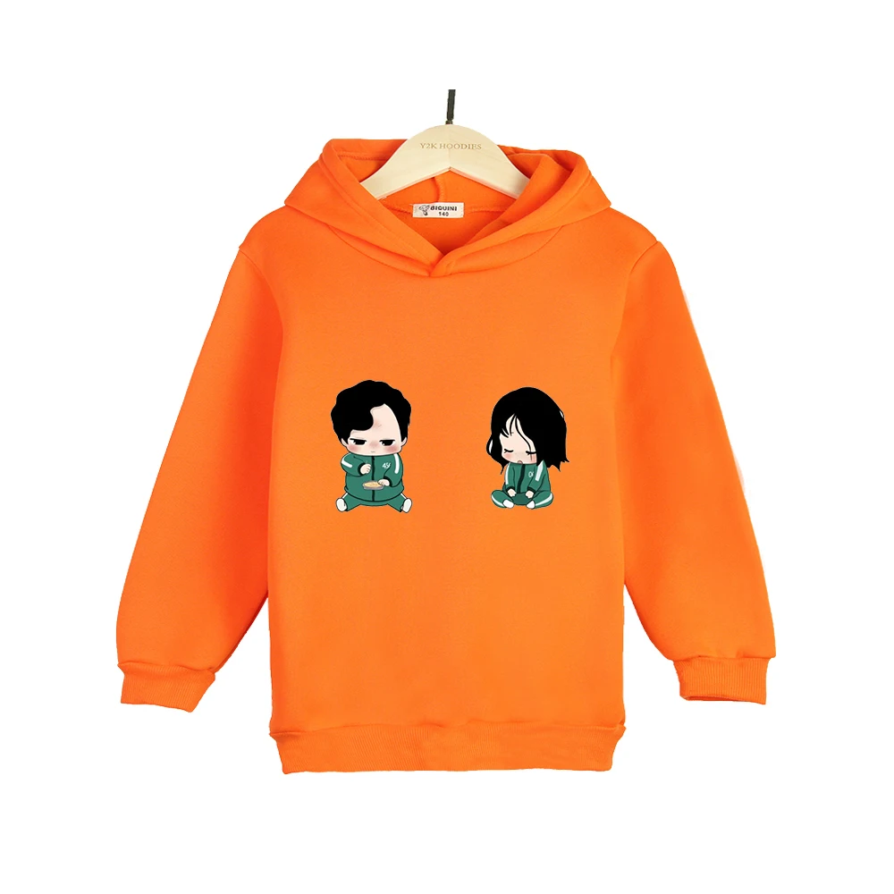 

Squid Game Costume Hoodie Streetwear Hip Hop Clothes child boy Unisex Pullovers Harajuku Sweatshirt Girl Black children Outwear