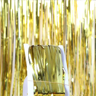 mirror gold 2 м 3 м блестящая металлическая фольга занавеска дверь дождь свадебное украшение день рождения украшения дети фото реквизит занавеска С Блестками - Цвет: mirror gold