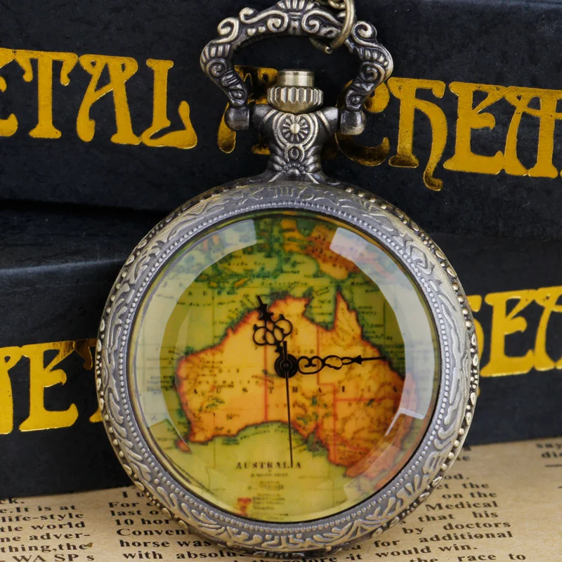 Винтажная карта, кварцевые карманные