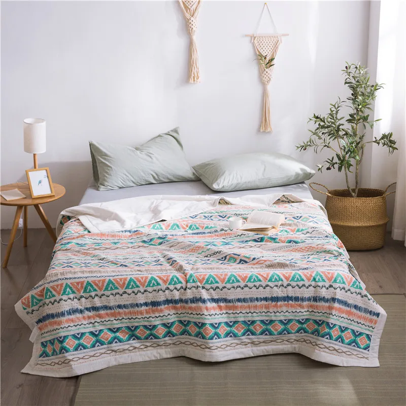 

100% Cotton Bedspread plaid print Throws Blanket summer thin Comforter stiching Duvet Quilt Filling