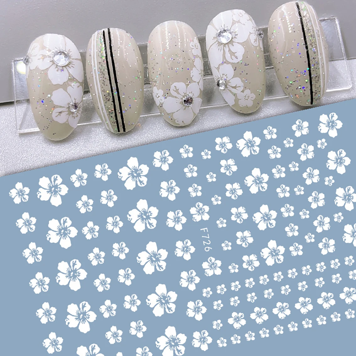 

1PC Lovely White Gold Flowers Girl Nail Sticker No Need Water Direct Paste Decals Designs Manicure Accessories Salon Decorations