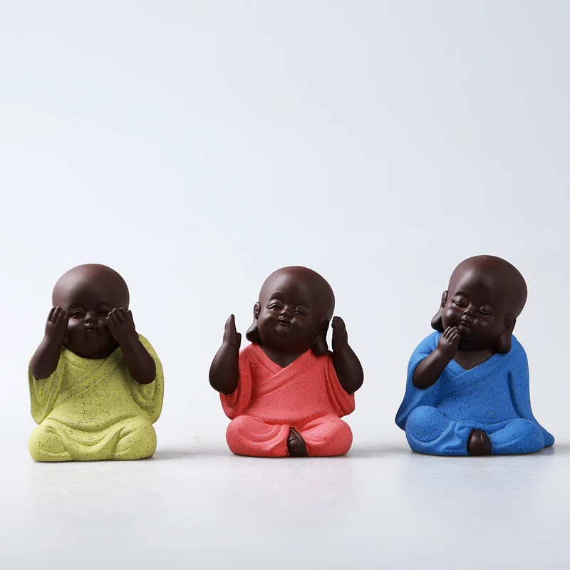 

2021 New Creative Tea Pet Ornaments Zisha Tea Pet Golden Toad Tea Set Accessories Tea Art Small Monk Figure Ornaments