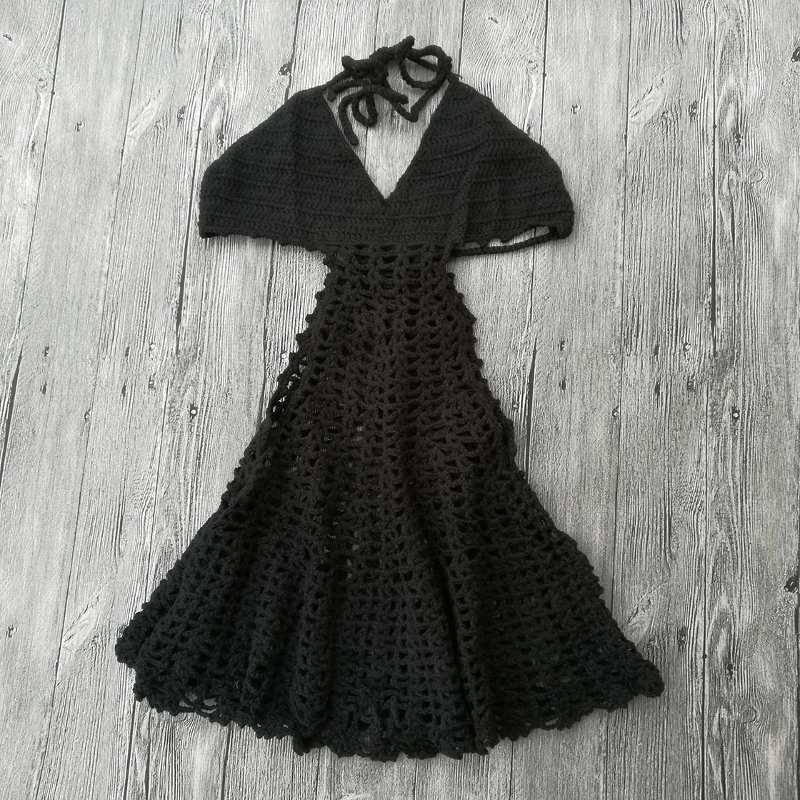 Вязаное платье для женщин сексуальное секретное красное ажурное с открытой