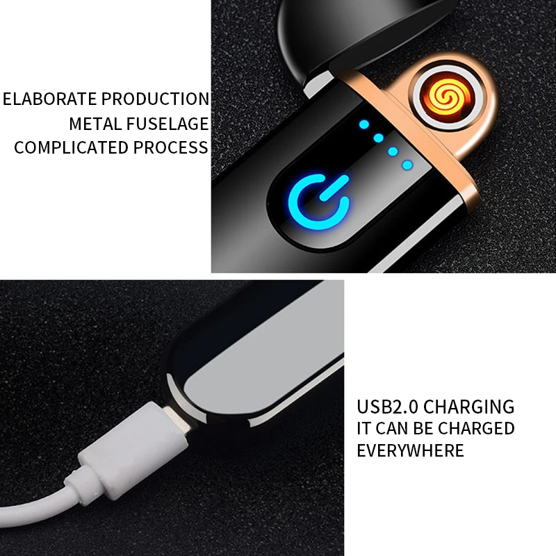Windproof Dual Arc Lighter Flameless Electronic USB Rechargeable Electric for Cigarette Candle with LED Power Display | Дом и сад