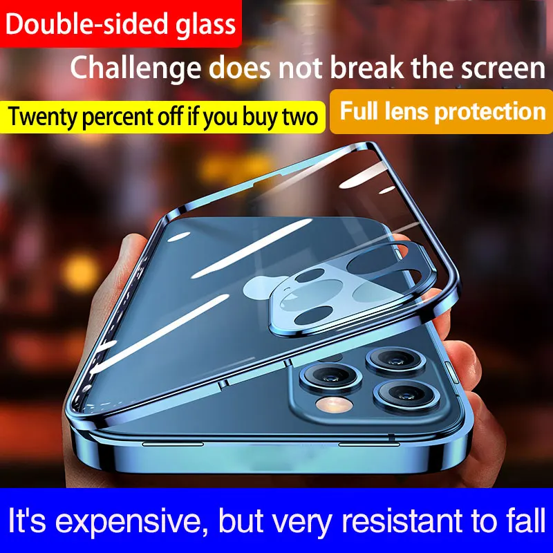 

For iPhone 12 phone case iPhone12 PRO MAX double-sided glass transparent anti-fall protective lens iPhone 11 luxury phone cover