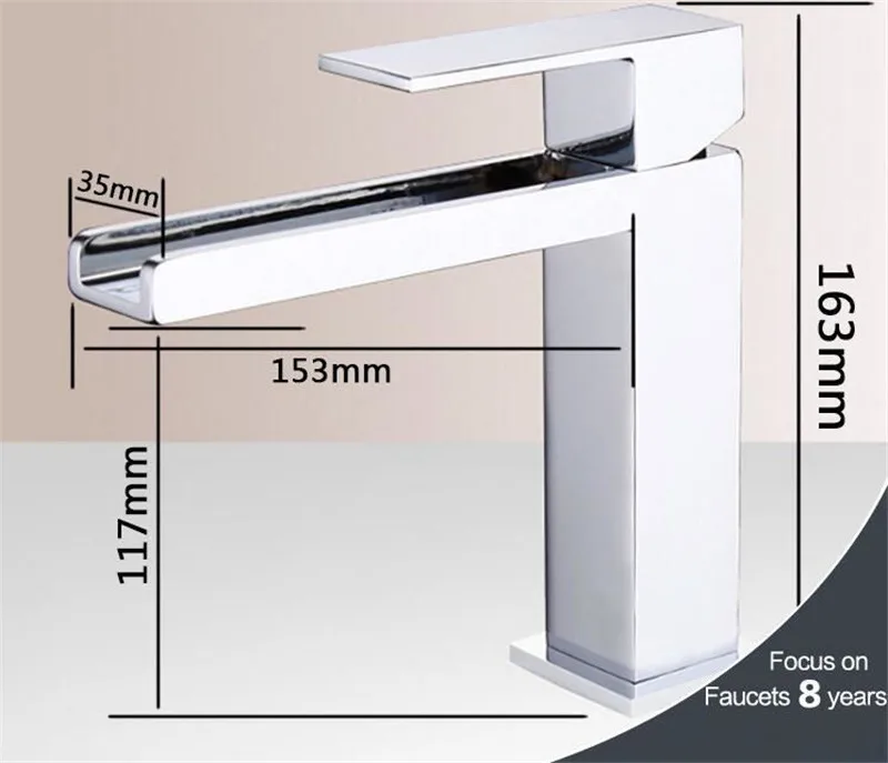 

Bathroom Basin Faucet Chrome Brass Waterfall Faucet Hot and Cold Sink Mixer Tap Deck Mounted Unique Design Sink Water Crane Tap