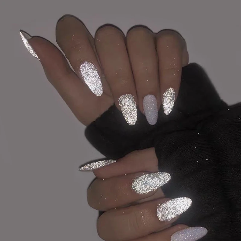 Светоотражающая пудра для ногтей блестящая пыль светится в темноте Блестящий