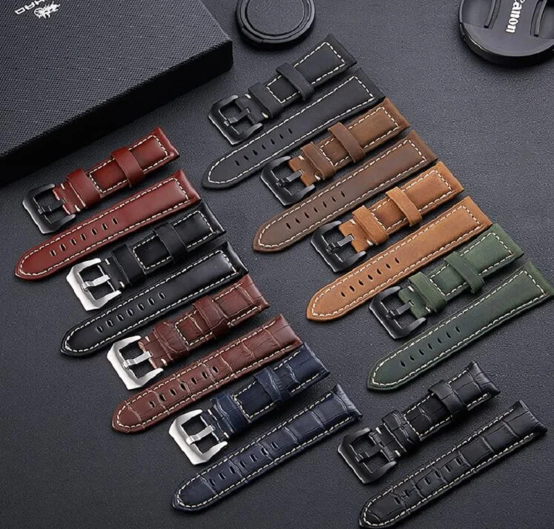 Кожаный ремешок кожа Крейзи Хорс матовая ретро часы с бамбуковым узором |