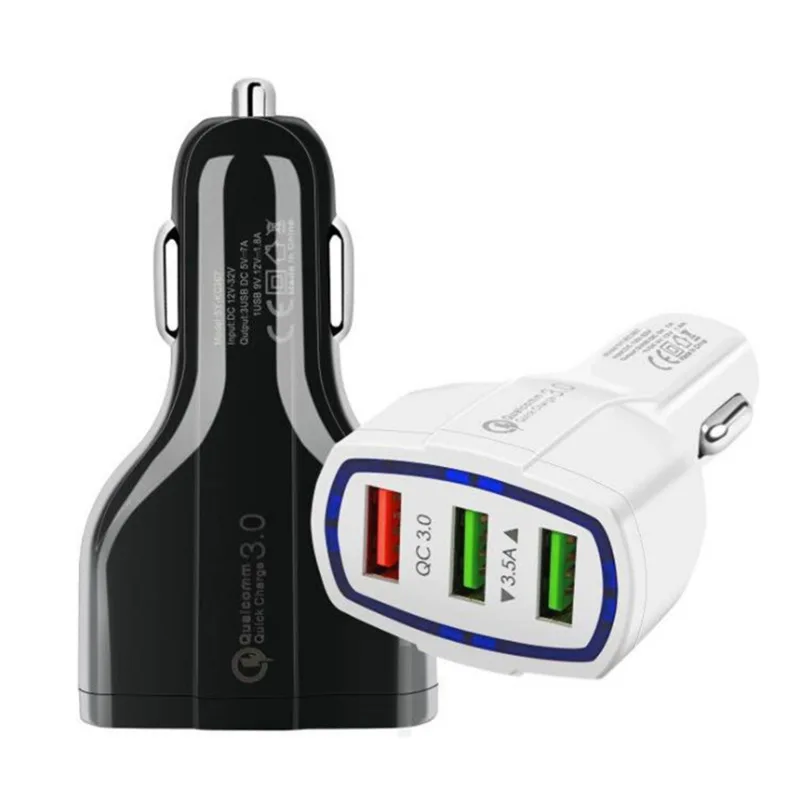 

Car charger 3Ports USB charger Cigarette Lighter Socket QC 3.0 Charger in Car Adapter Accesso For Samsung Huawei Xiaomi iphone12