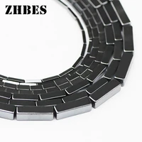 zhbes natural stone rectangle cuboid black cube hematite spacers geometry loose beads for jewelry making diy bracelets findings