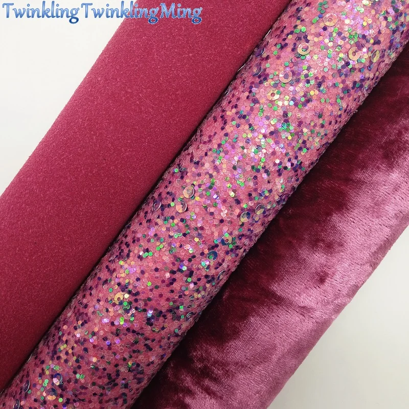 Розовая блестящая ткань замшевая искусственная листы из синтетической кожи