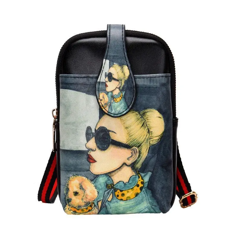 

2021 new women's Bag European and American print leisure cartoon girl 100-pack one-shoulder Trend Messenger mobile phone bag