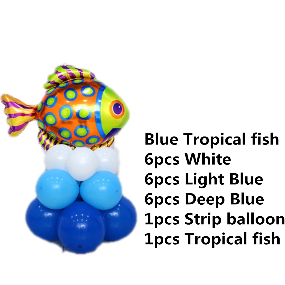 17 шт./лот рыбы Дельфин гиппокамп фольга латексные шары стойки гелиевые надувные