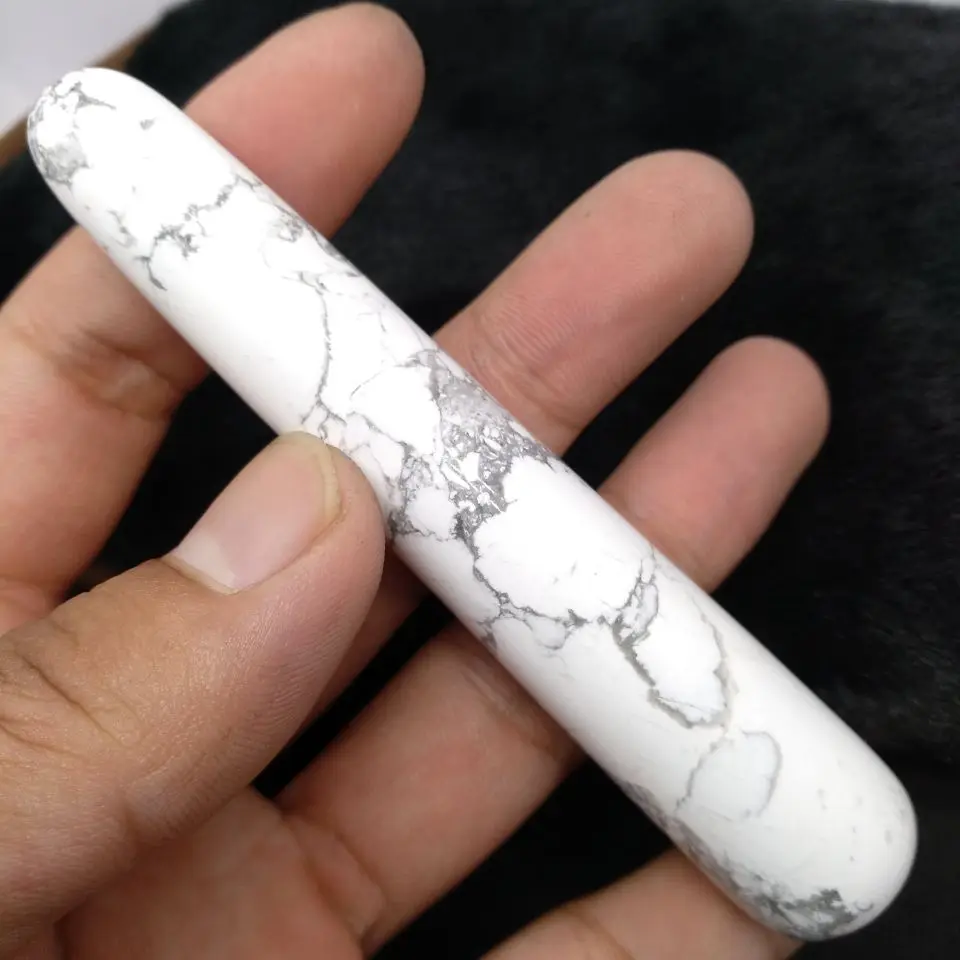 

Natural Quartz White Turquoise Crystal Massage Stick Home Use Woman Facial Heal