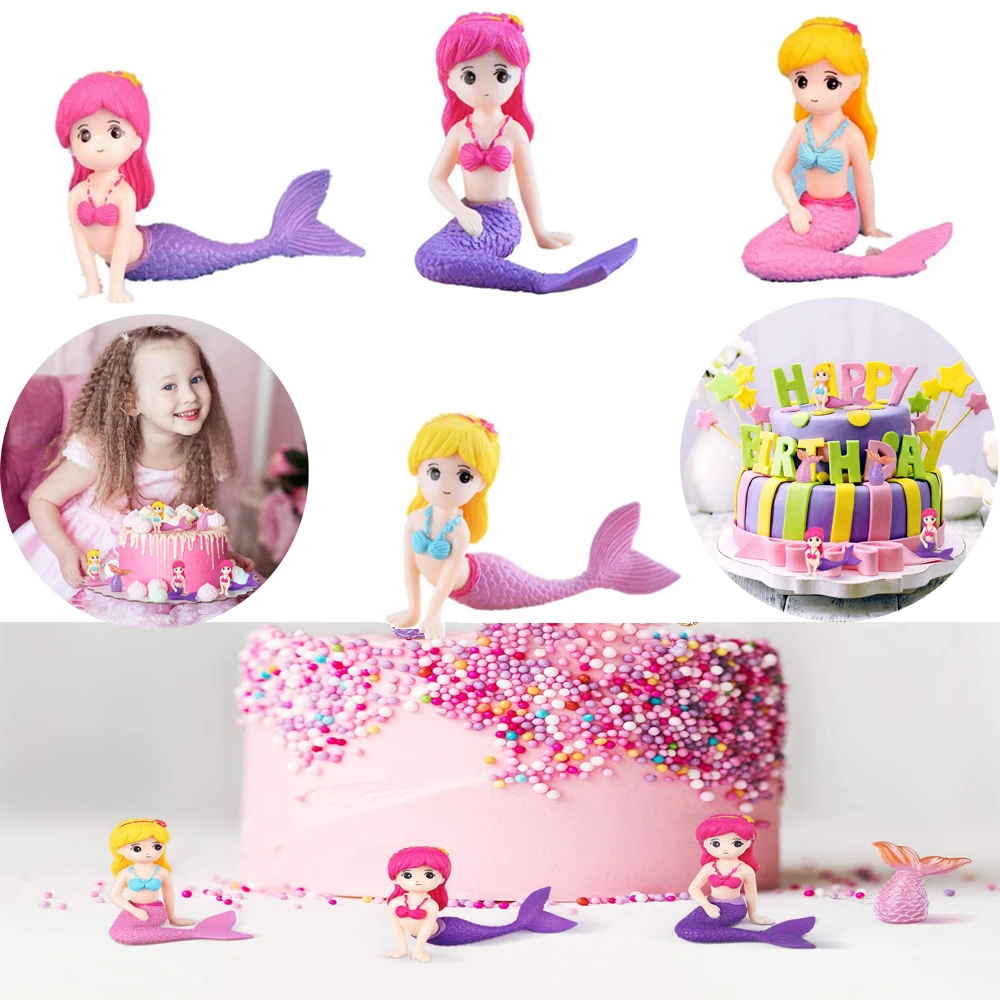 

Миниатюрные фигурки русалки, куклы, топперы для торта, фигурка русалки, украшение для торта на день рождения, аквариум, украшение для аквари...
