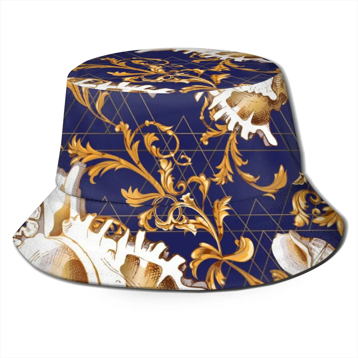 Sombrero de pescador Reversible para hombre y mujer, gorro de pescador Reversible con estampado de flores azules a la moda, unisex