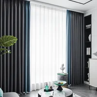 2021 New Hook Style Solid Color Nordic Simple Light Luxury Modern Full Shade Curtain High Quality Pleated Designed Curtain