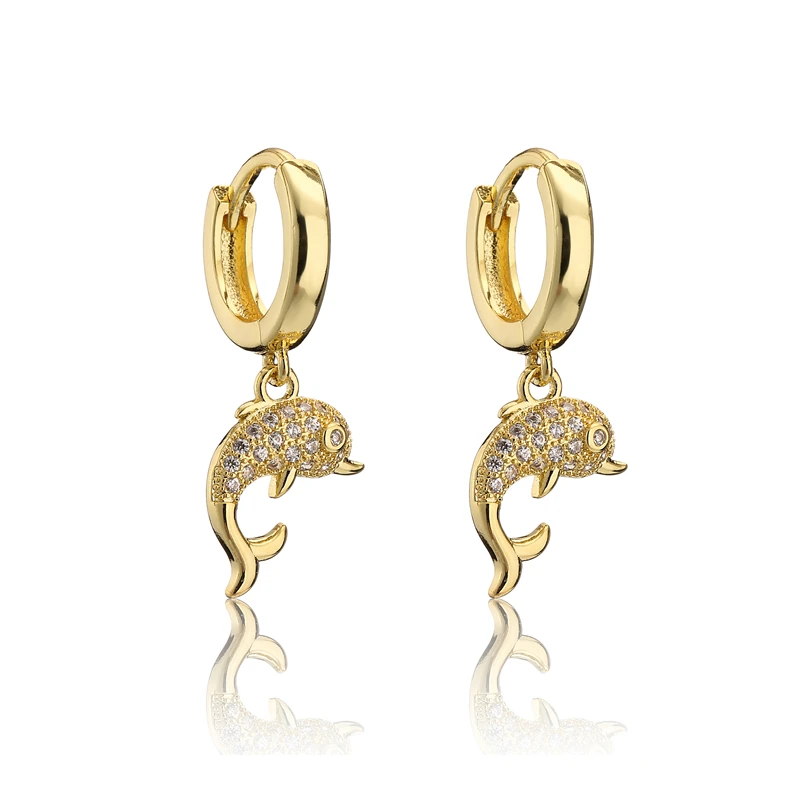 

NEWBUY Fashion Gold Color Animal Dangle Earrings For Women Unique Design Dolphin Earring Statement Female Party Jewelry