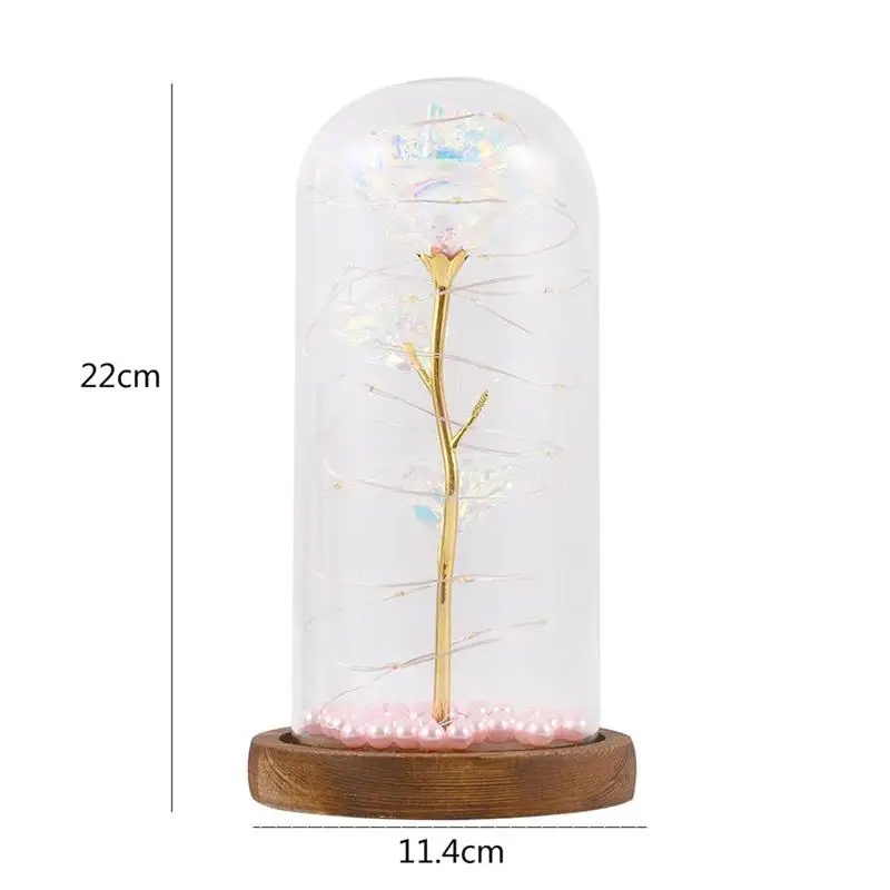 

24K gold foil roses with pearl glass lampshade decorative lights, Valentine's Day LED roses Valentine's Day Mother's Day gift