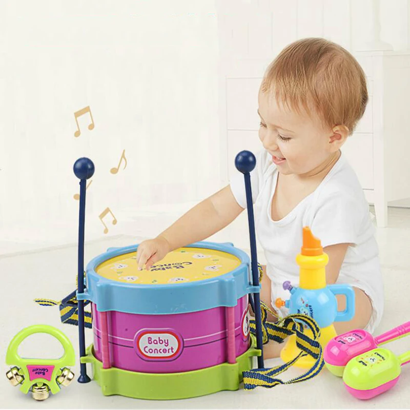 

5pcs Toy Drum Set for Kids Music Percussion Instrument Band Kit Early Learning Educational Toy Baby Kids Gift