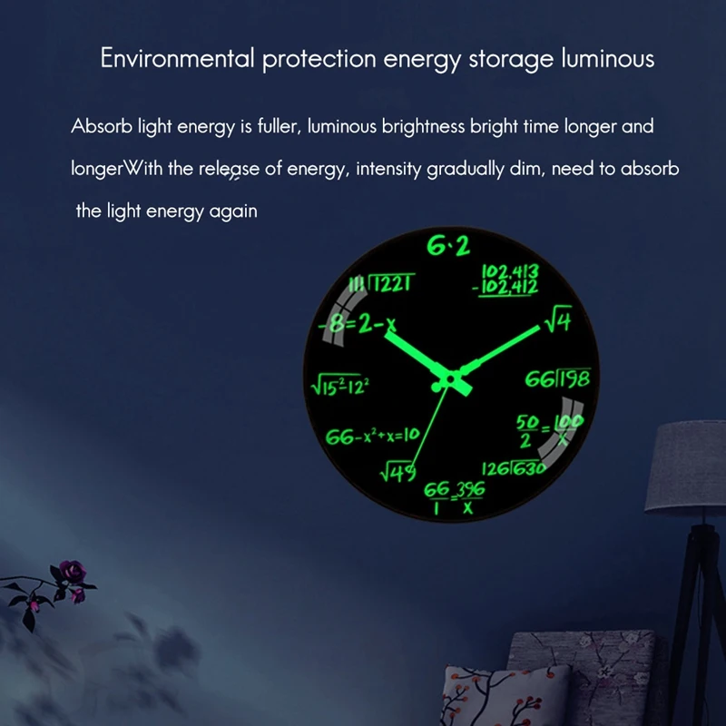 Math Wall Clocks Night Light Silent Clock For Mathematics Teacher Gift Decorative School Home | Дом и сад