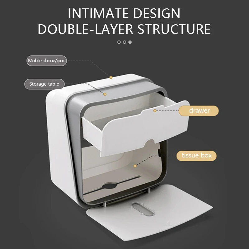 

Waterproof Wall Mount Toilet Paper Holder Storage Towel Bathroom Tissue Paper Box Rack Bathroom Toilet Tissue Tube Storage Box