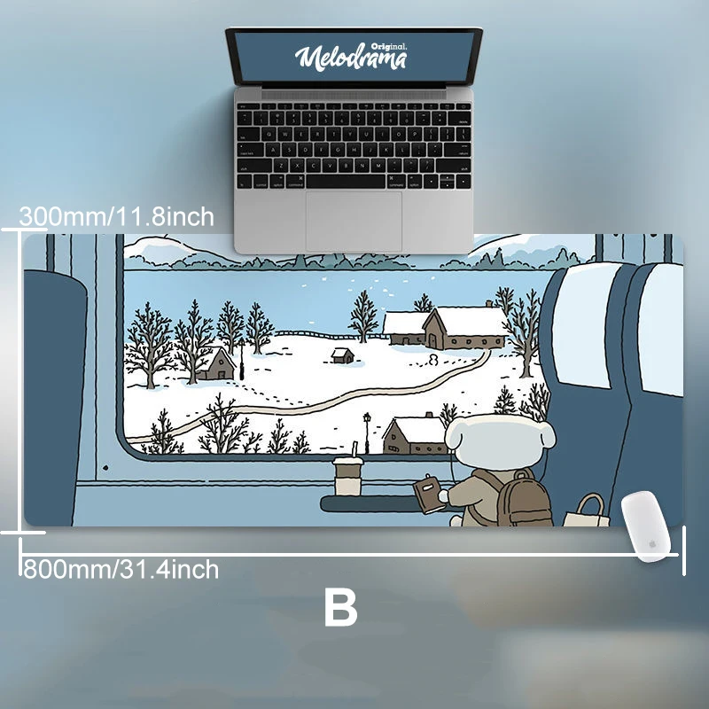 Утолщенный коврик для мыши с кошкой и кроликом 80 х30 см | Канцтовары офиса дома