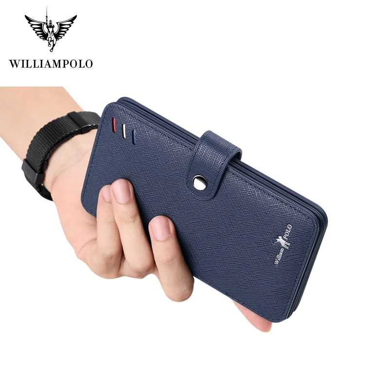 Роскошные брендовые кожаные кошельки WilliamPolo для мужчин Дизайнерские Длинные