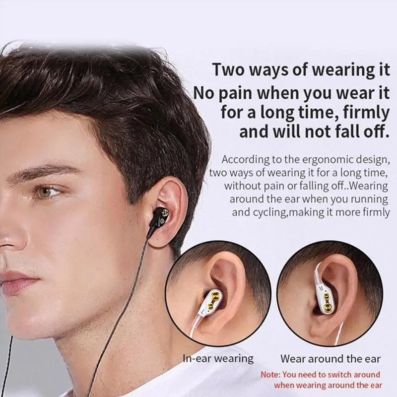 

In-ear subwoofer soundproofing earplugs wire-controlled belt dual-motion quad-core headphones coil universal wheat G5A6