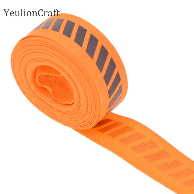 Светоотражающая лента 2 2x500 см для отделки одежды оранжевая черная тканевая