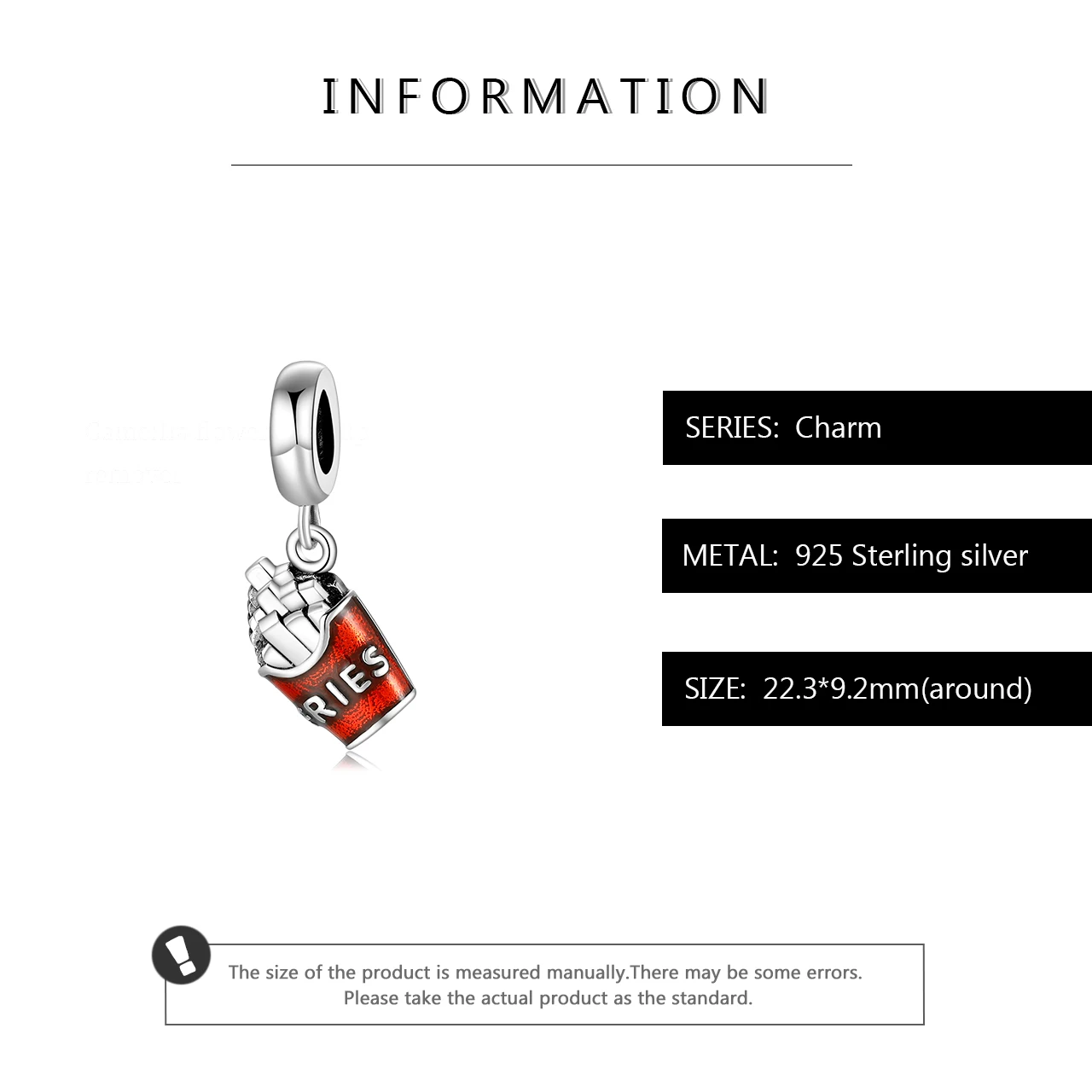 925 Sterling Silver Red Enamel Favorite fries Charm Pendnat Bead Jewelry making Fit Original LYNACCS Bracelet | Украшения и