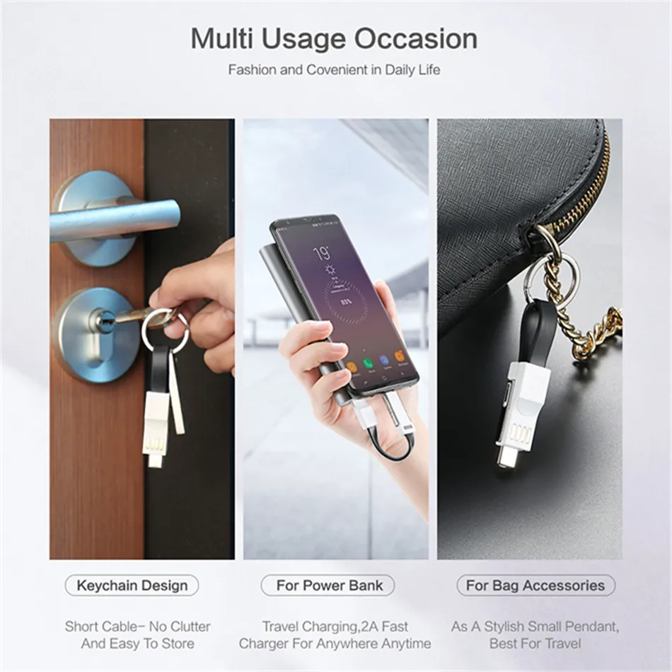 QYZSUN мини брелок Micro USB зарядное устройство кабель для зарядки данных Тип C