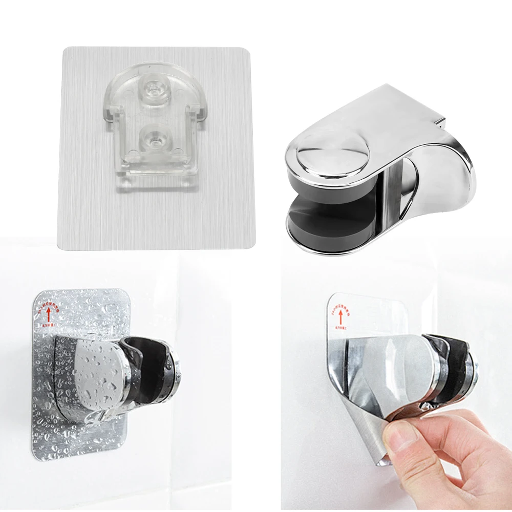 

Shower Bracket Adjustable Wall Mount Bathroom Hook Punch Free Seamless Shower Head Base