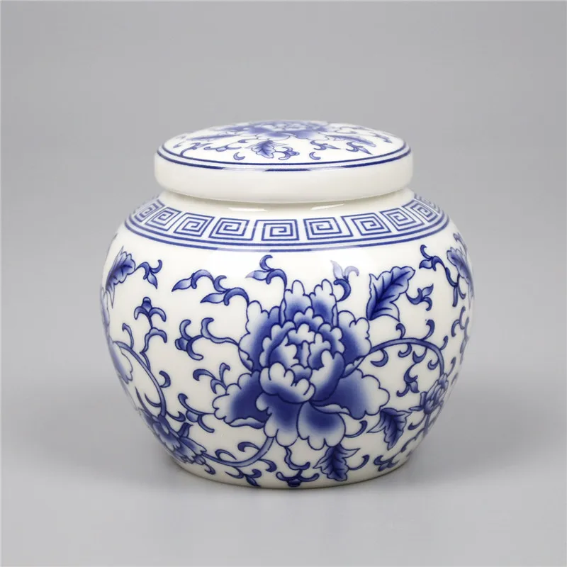 Одежда в китайском стиле Цвет синий и белый фарфор банки для чая небольшой