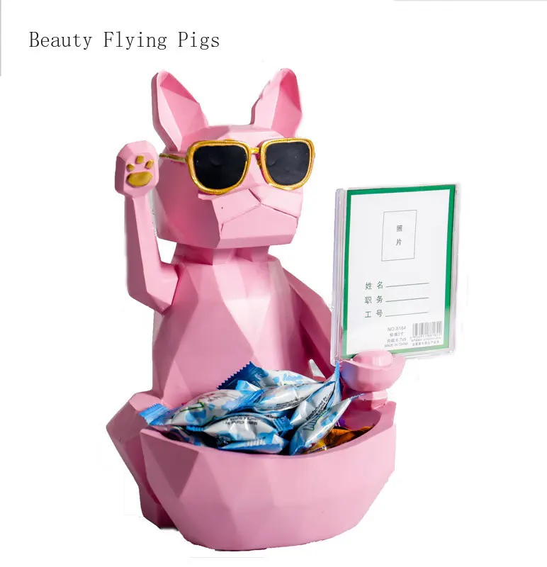 

1Pcs creative two-dimensional code geometry lucky dog ornaments cashier desk front home keychain home storage accessories