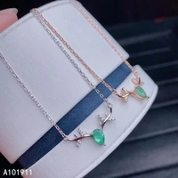 kjjeaxcmy fine jewelry natural emerald 925 sterling silver women pendant necklace chain support test popular