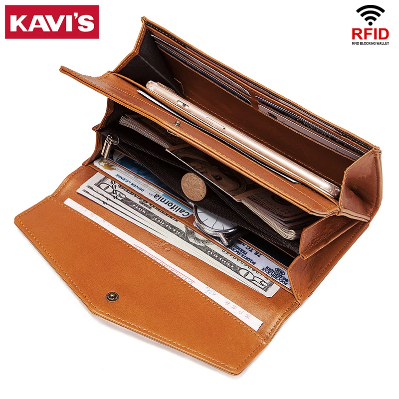 KAVIS новинка кошелек из натуральной кожи модный для монет женщин длинный клатч