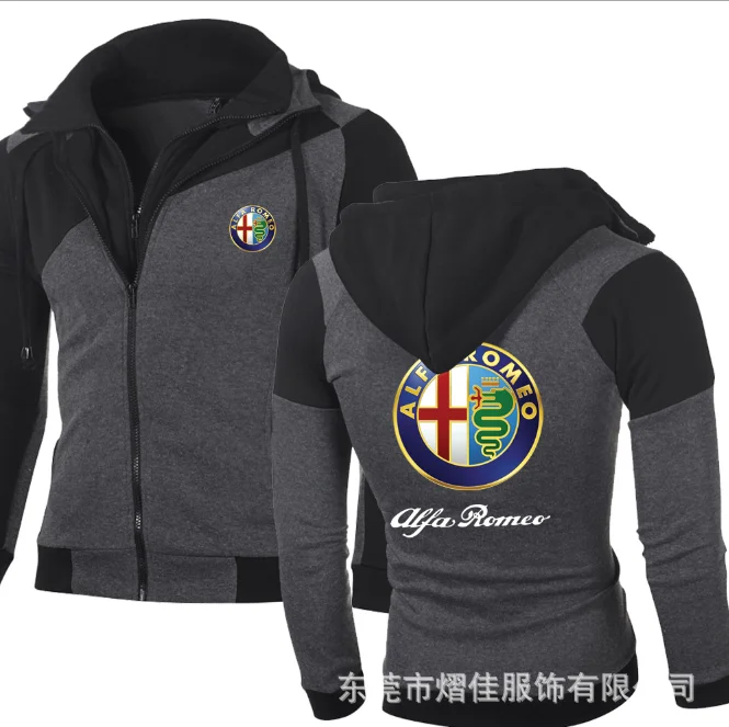 

NEW Spring Autumn Fashion Long Sleeve Cardigan Double Zipper Jacket for ALFA ROMEO Zipper Hoodie Men Pullover Sweatshirts