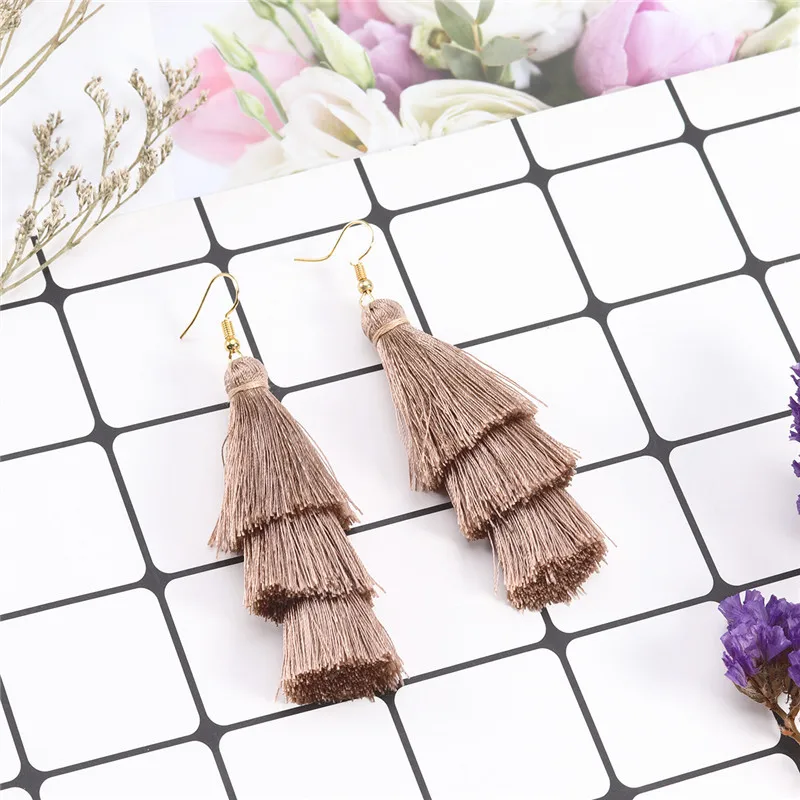 LOULEUR 3 Слоистые богемные Роскошные массивные Серьги-кисточки Boho модные ювелирные изделия женские длинные висячие серьги