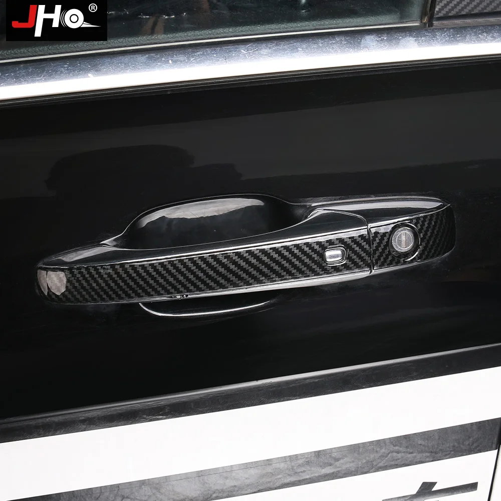 JHO ABS Carbon Grain Car Exterior Door Handle Overlay Cover Trim For 2014-2019 Jeep Grand Cherokee 2017 2016 2015 WK2 2018