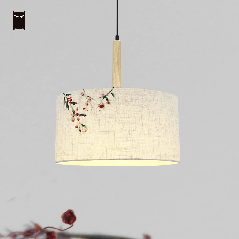 Красная бобовая ткань круглая ручная роспись кулон Современный осветительный