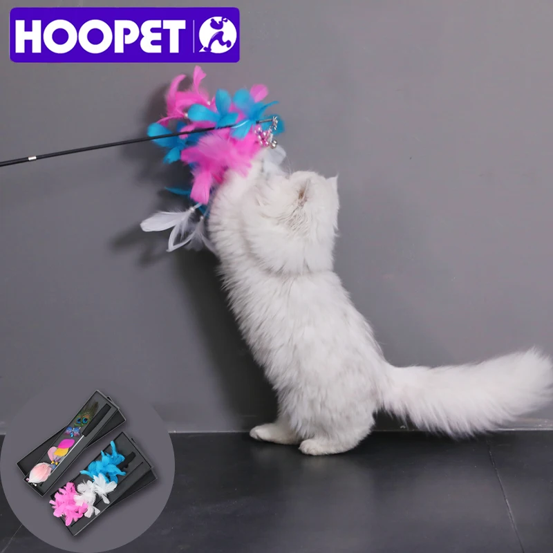Игрушка для кошек HOOPET забавная цветная палочка с маленьким колокольчиком