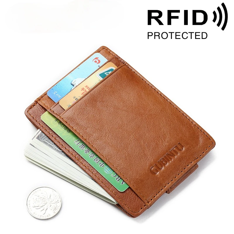

Card Holder Anti Rfid Protection Luxury Leather Women Men Travel Outdoor Id Credit Bank Busines Wallet Purse Small Fashion Brand